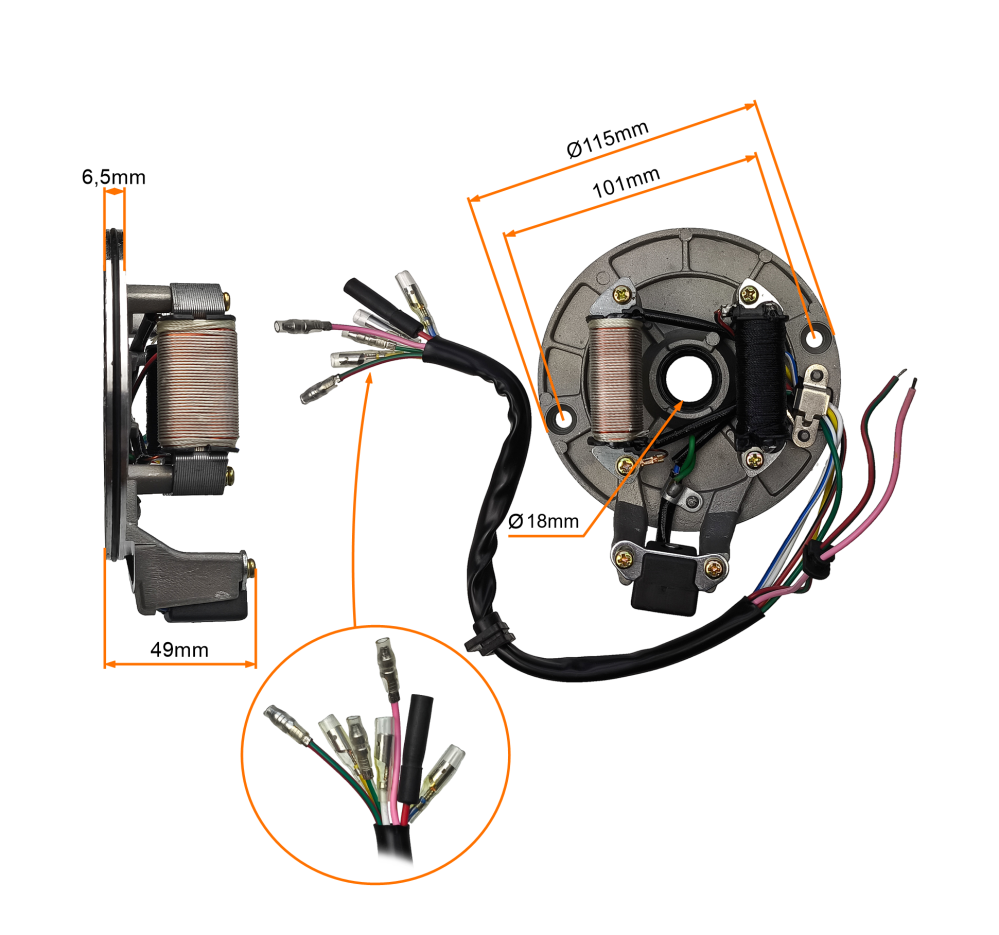 Cewki iskrownika stator cross atv 4T 50 70 110 125 MRF Barton Zipp Junak