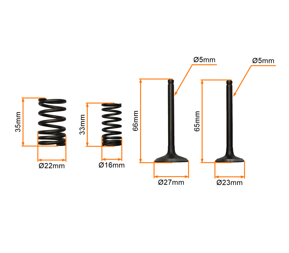 Zawory silnika uzbrojone pitbike MRF Kayo Pitgang cross YX140 1P56FMJ