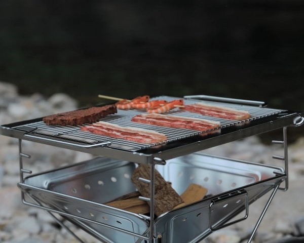 Grill przenośny składany turystyczny stal nierdzewna