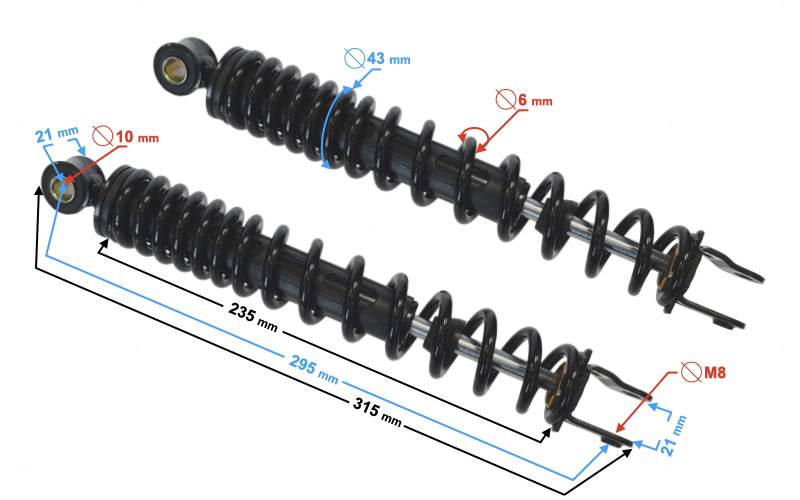 Amortyzatory tylne skuter Barton Scalpel 315mm