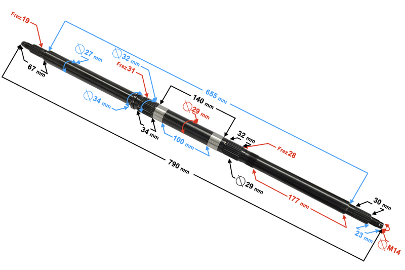Oś tylna quad atv Barton Pentora