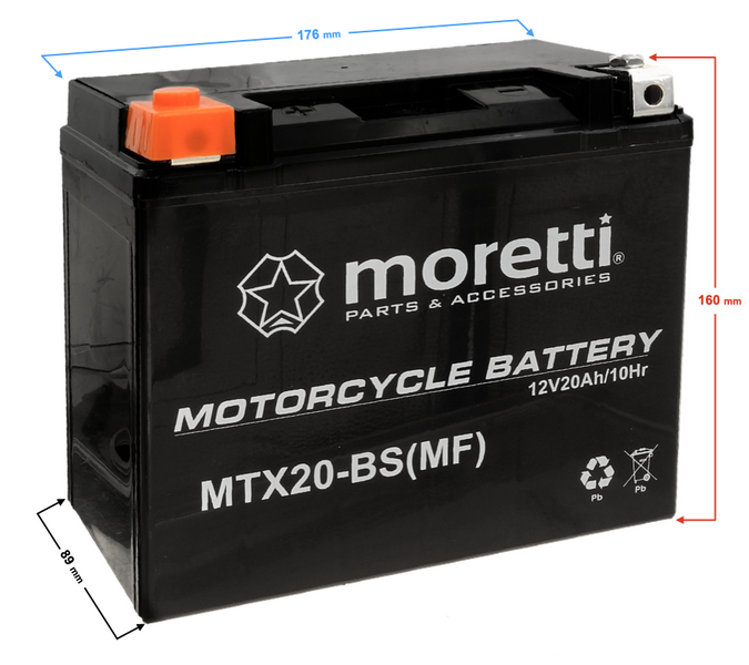 Akumulator HARLEY DAVIDSON AGM MTX20-BS Moretti YTX20-BS