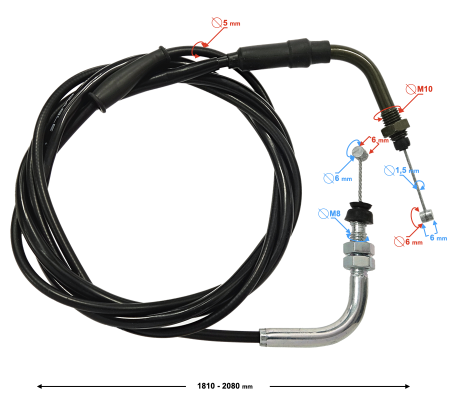 Linka gazu 2080mm skuter Barton Falcon 50 (E5)