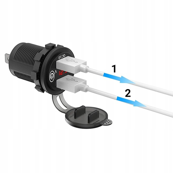 Motocyklowe gniazdo ładowarka QC3.0 2xUSB 12/24V