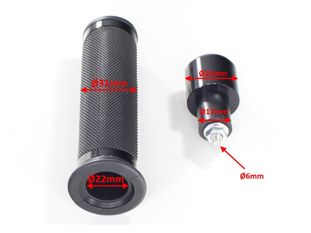 Manetki ciężarki gripy motocyklowe CL-013 czarny mat komplet