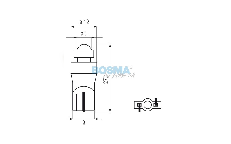 Żarówka Bosma 12V 1xLed T10 białe 6000K Diamond 2 sztuki