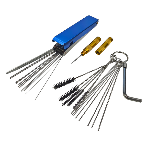 Przyrząd do czyszczenia dysz i gaźnika - zestaw szczotek i drucików + igła