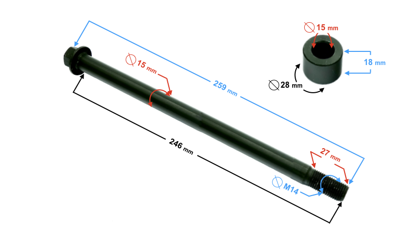 Oś koła tylnego do motocykla Barton Cafe Racer