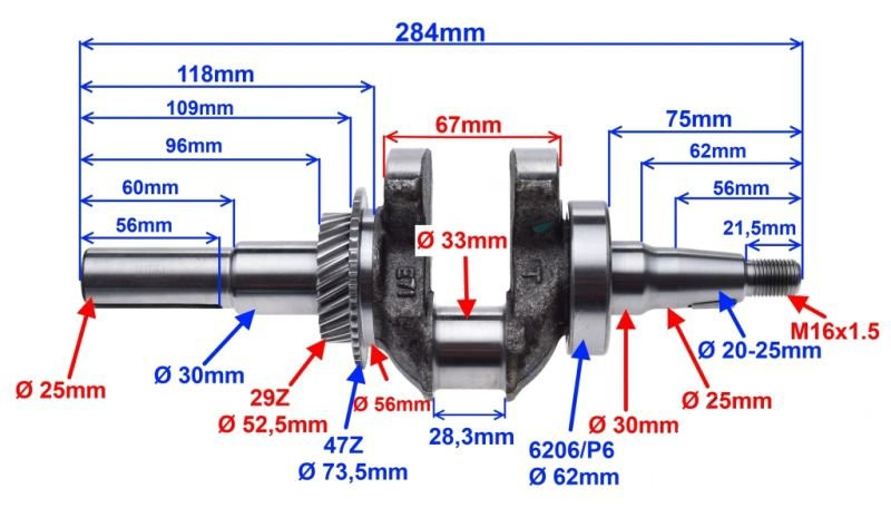 Wał korbowy + korbowód do silnika GX270 Honda, Gokart itp.