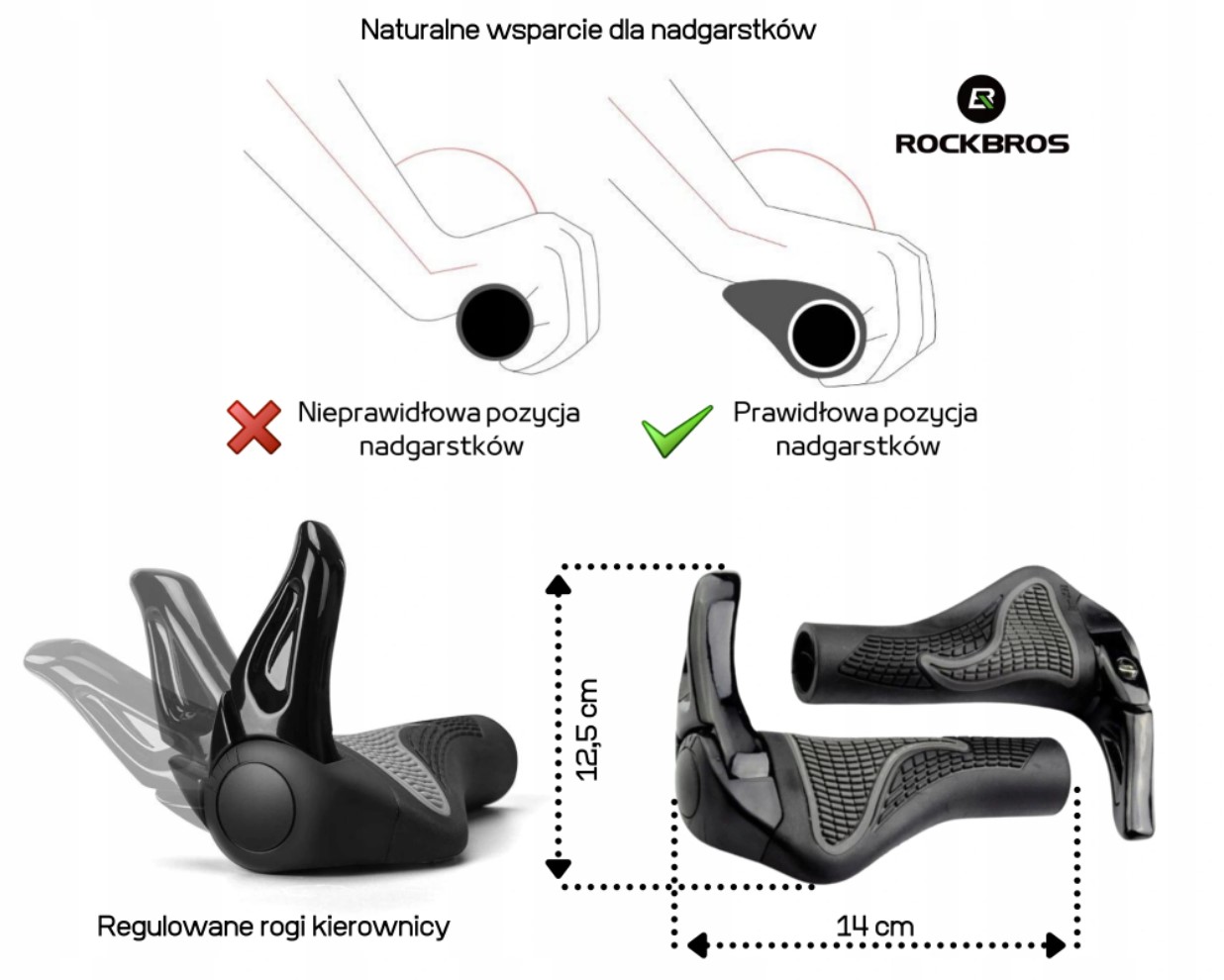 ROCKBROS Manetki rowerowe z rogami czarne (BT1008B)