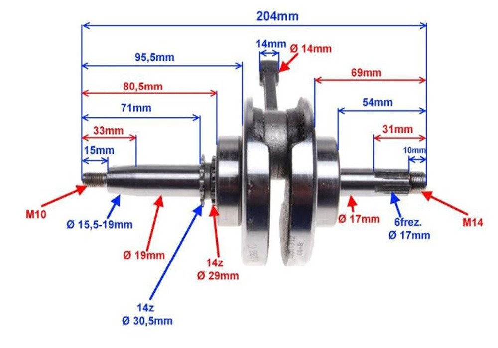 Wał korbowy 4t 154fmi junak barton zumico 110 125