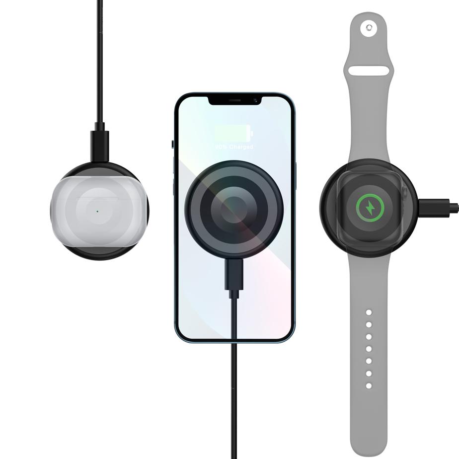 Ładowarka indukcyjna MagSafe - eXtremestyle - WR-3in1 - czarna