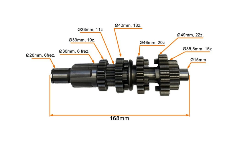 Wałek sprzęgłowy skrzyni biegów CB250cc ZS169 ATV Lifan Kinroad Shineray