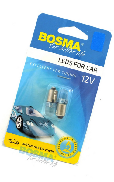 Żarówka Bosma 12V 1*Led Standard BA9s Blue blister