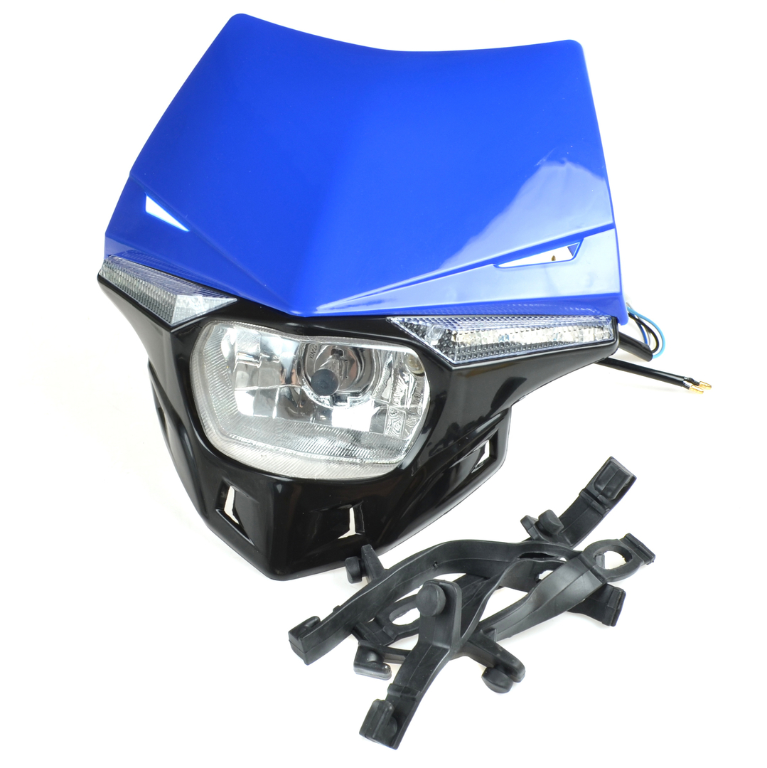 Owiewka uniwersalna niebieska z wkładem lampy halogenowym H4 cross enduro