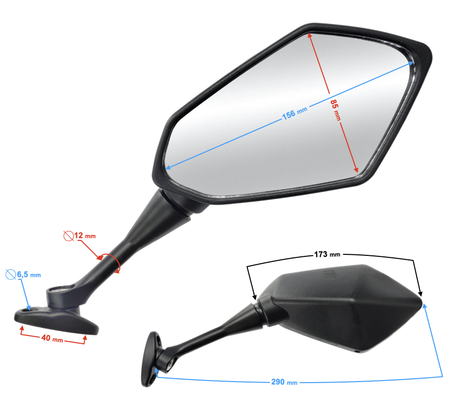 Lusterka motocyklowe Barton Blade homologacja