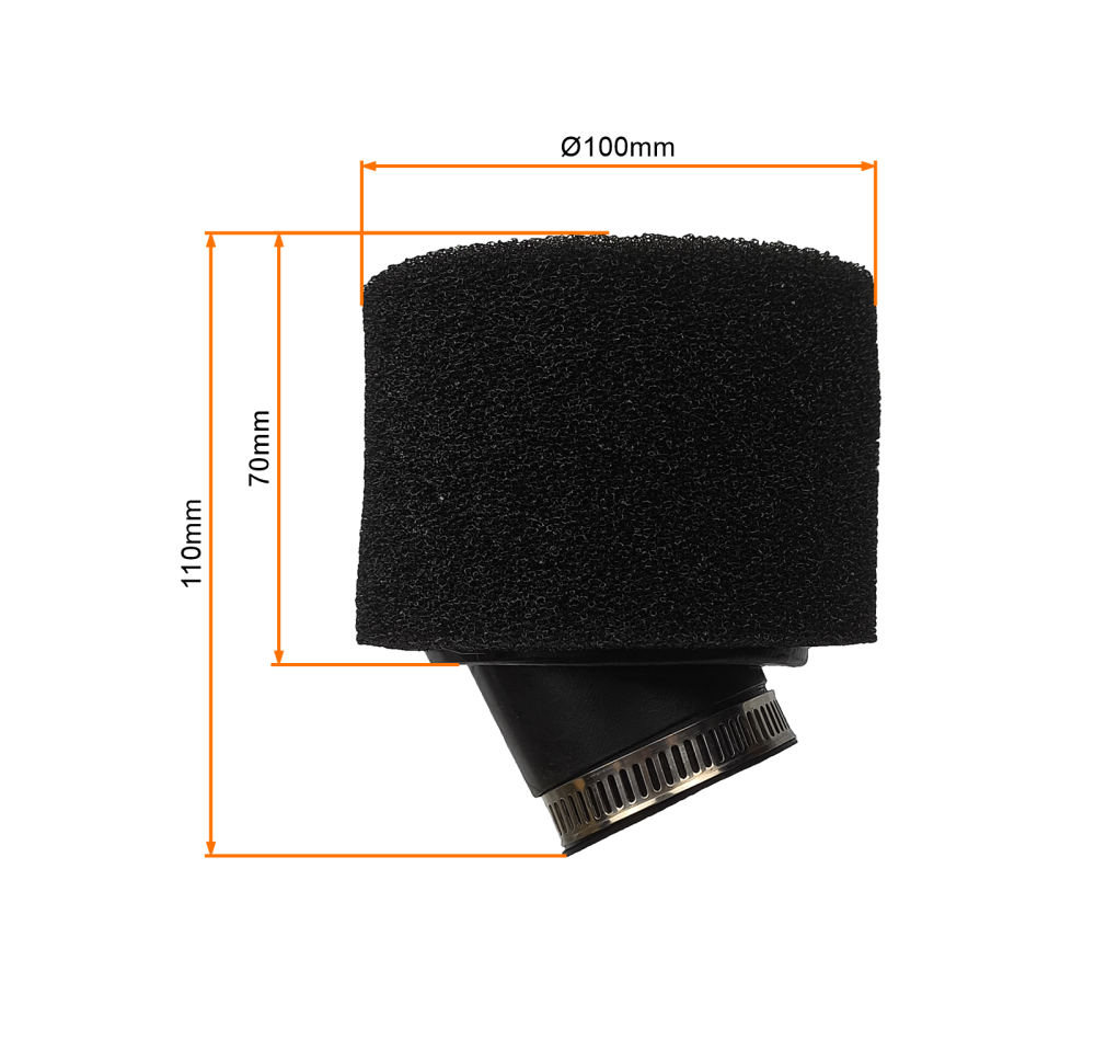 Filtr powietrza gąbkowy czarny 38mm/ 45° pitbike