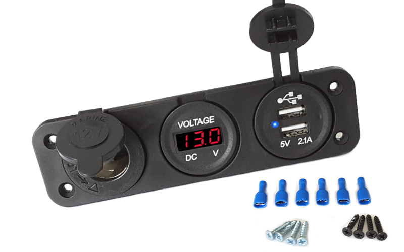 Gniazdo Zapalniczki 12v USB Woltomierz Ekran