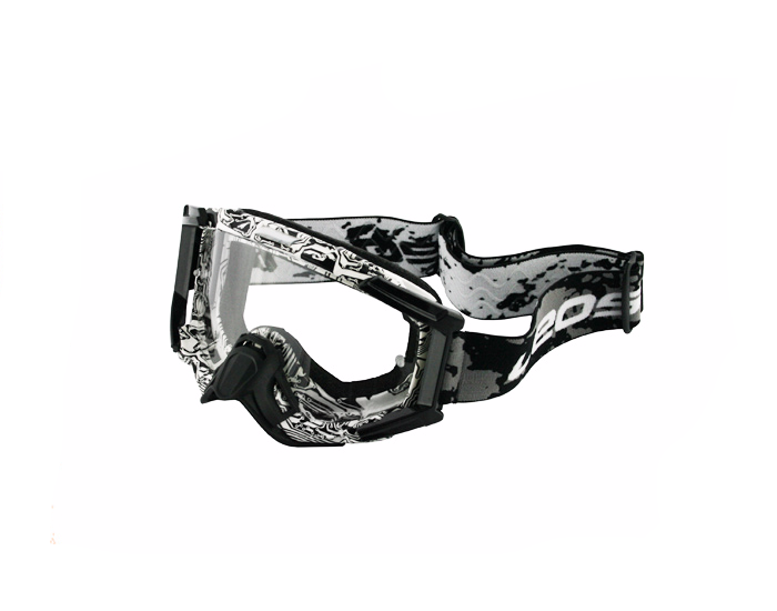 Gogle leoshi anti-fog cross atv enduro biel czerń