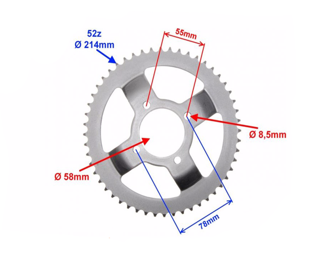Zębatka tył 52z 428 romet zetka zipp shaft street