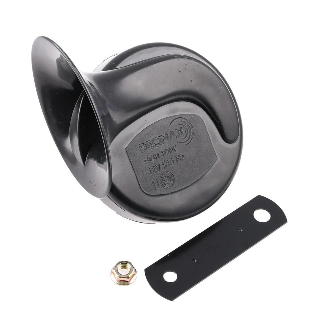 Sygnał dźwiękowy 12V wysoki ton czarny prawy homologacja Decimax by Seger