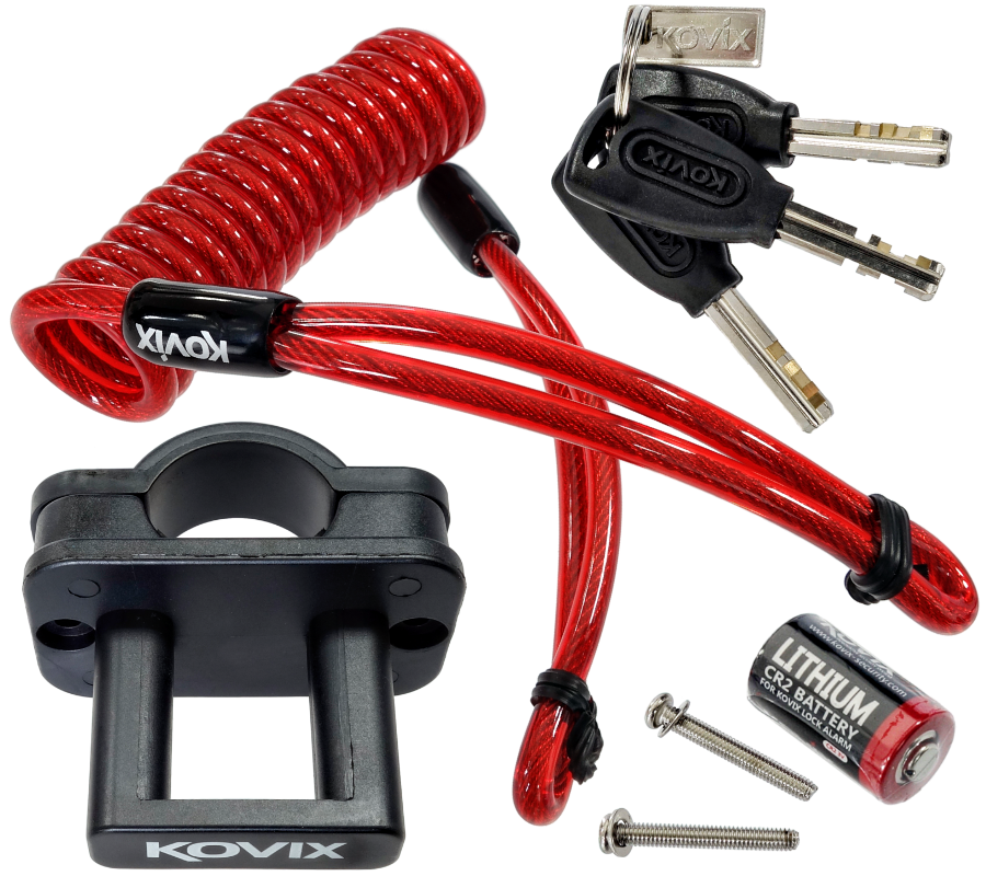 Kovix grip lock blokada dźwigni hamulca z alarmem 120dB czerwona