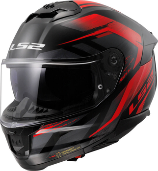 Kask integralny LS2 FF808 STREAM II FURY BLACK RED homologacja ECE 22.06