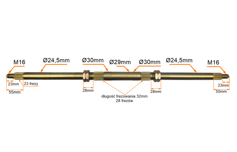 Oś koła tył quad atv 150 200cc z nakrętkami 727mm M16