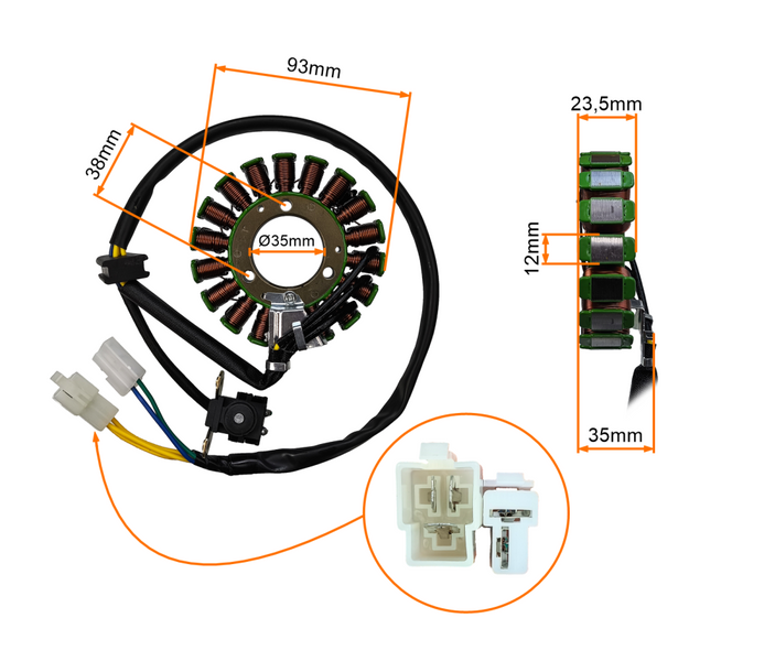 Cewki iskrownika stator 18-zwojowe quad 250cc Linhai Yamaha Bashan ciecz