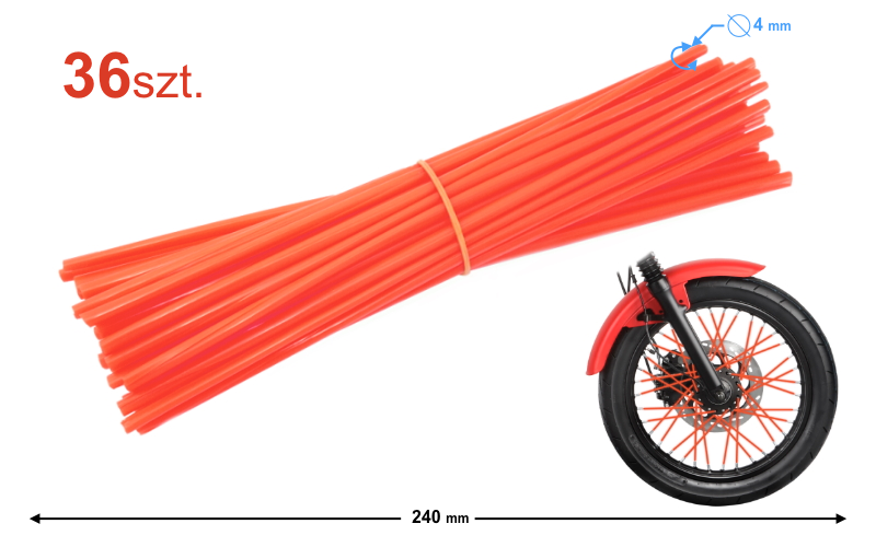 Opaska opaski na szprychy czerwone 36 sztuk 240mm
