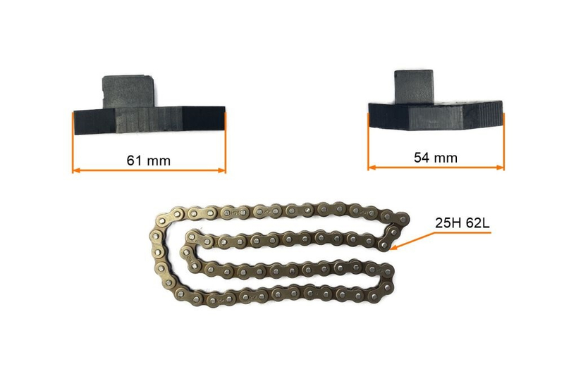 Łańcuszek rozrusznika + ślizgi dół quad atv 110 125 25H-62L 54/61mm