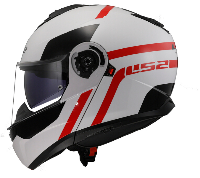 Kask szczękowy LS2 FF908 STROBE II AUTOX WHITE RED homologacja ECE 22.06