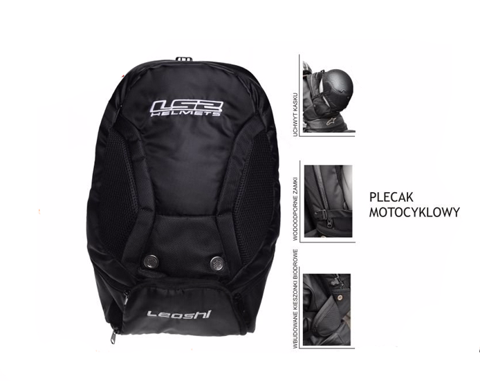 Plecak motocyklowy ls2 leoshi na laptop i kask 17l