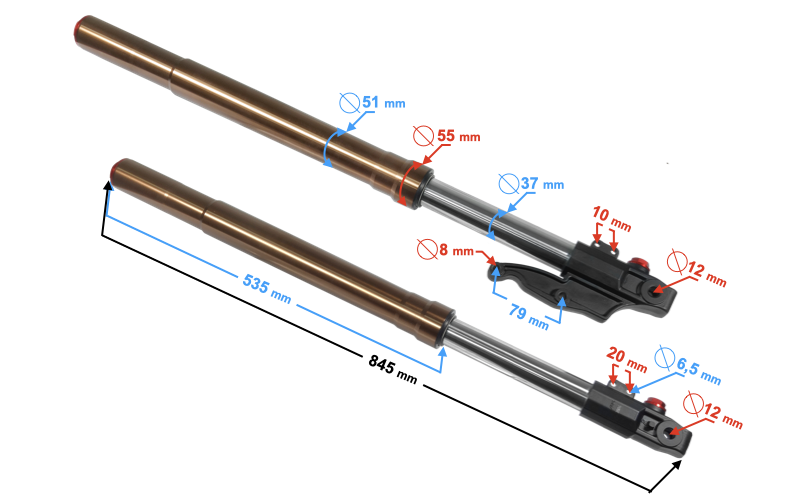 Amortyzatory zawieszenie przednie lagi Barton Hyper 125