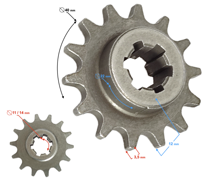 Zębatka przednia 14T T8F mini ATV