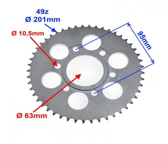 Zębatka tył 49z 428 zipp pro toros junak 4t