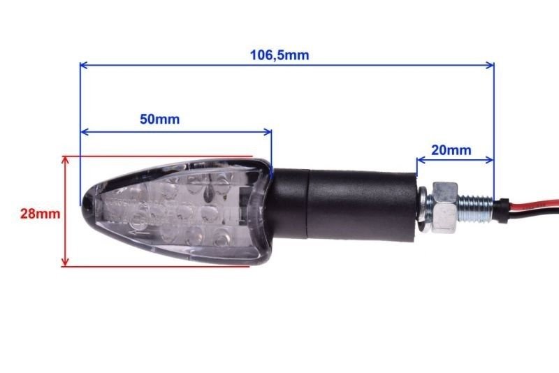 Kierunkowskaz czarny biały klosz led para