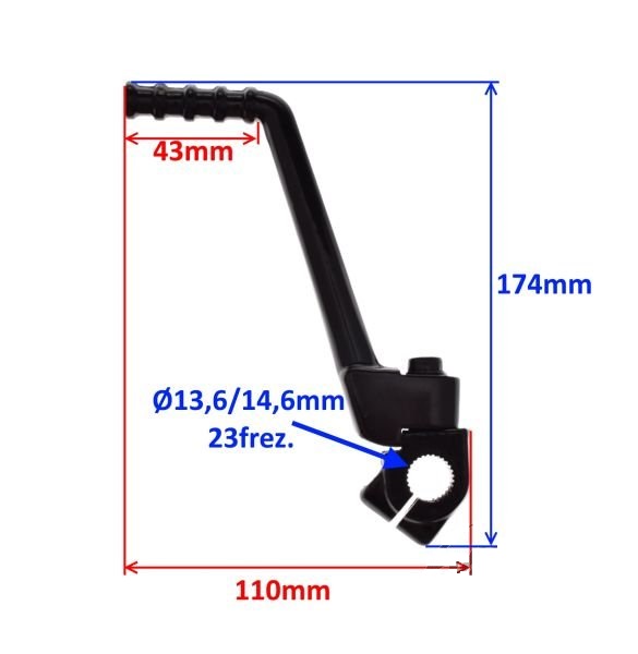 Dźwignia rozrusznika startera czarna tgb 13,5mm