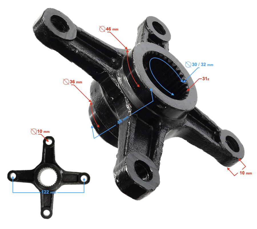 Mocowanie zębatki tylnej Quad ATV Benyco Pentora