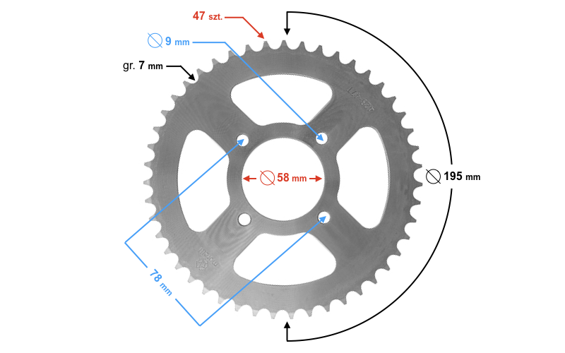 Zębatka tylna Moretti 47z 428 58mm Barton Fighter