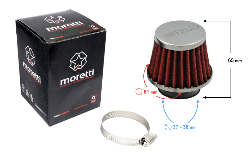 Filtr powietrza stożkowy średnica 38 mm