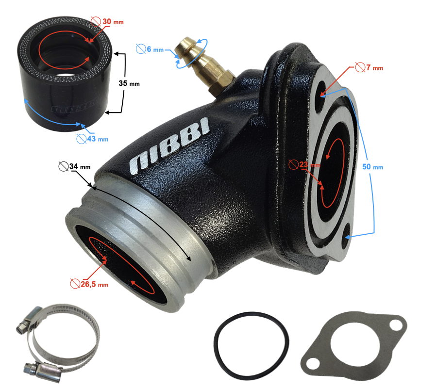 Króciec ssący gaźnika NIBBI RS26MM 23mm