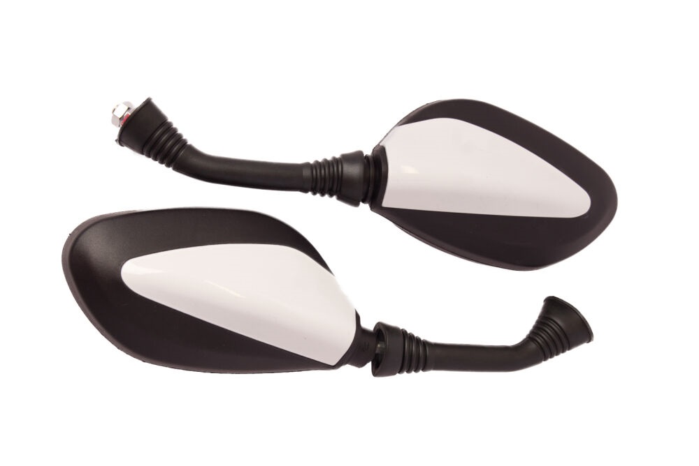 Lusterka motocyklowe czarno białe lakierowane gwint M8 lewy / prawy