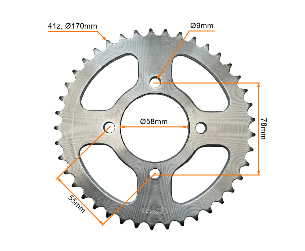 Zębatka tył 428 41z 58mm Street Zipp Neken Benzer Shaft Junak Benzer Yankee