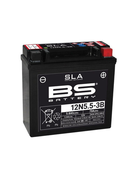 BS akumulator 12N5,5-3B 12V 5,5Ah 138x61x131 Yamaha Gilera Piaggio Aprilia
