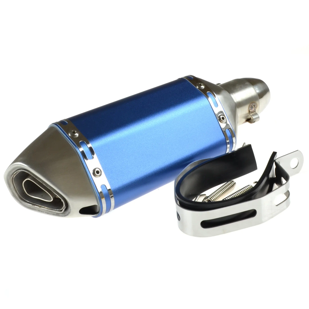 Końcówka wydechu tłumik short niebieska 310mm obejma sprężyny adapter