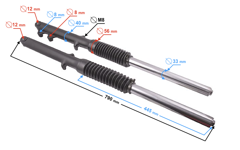 Amortyzatory przednie motocykla Barton Cafe Racer