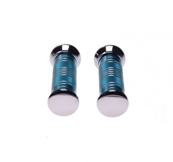 Manetki metal tworzywo ryflowane niebieskie para