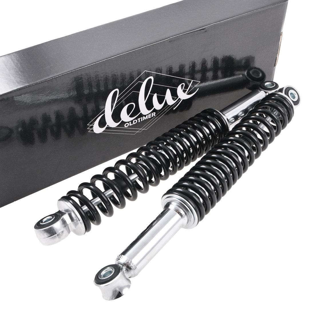 Amortyzatory tył chrom czarne 8/8/325 Romet Jawa Delux