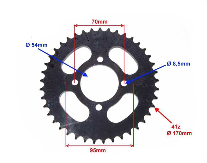 Zębatka tył 41z 428 romet via city